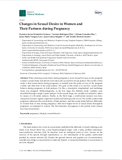 Changes in Sexual Desire in Women and Their Partners during Pregnancy (artículo Q1)
